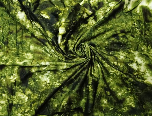 Indian green rayon tie dye - green,