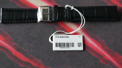 Watch strap black calf leather - black,