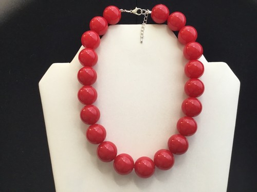 Red chunky bead choker - chunky,