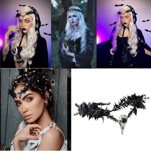 Black elf flower crown - black,