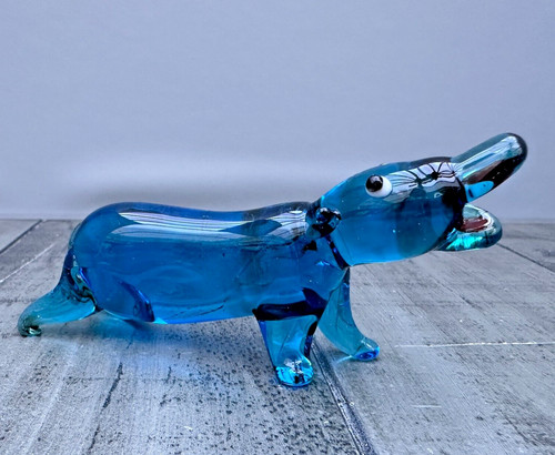 Art glass hippopotamus - art,
