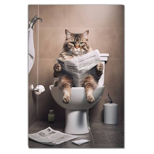 Cat sitting loo toilet - cat,