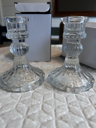 Glass taper candle holders - candle, set
