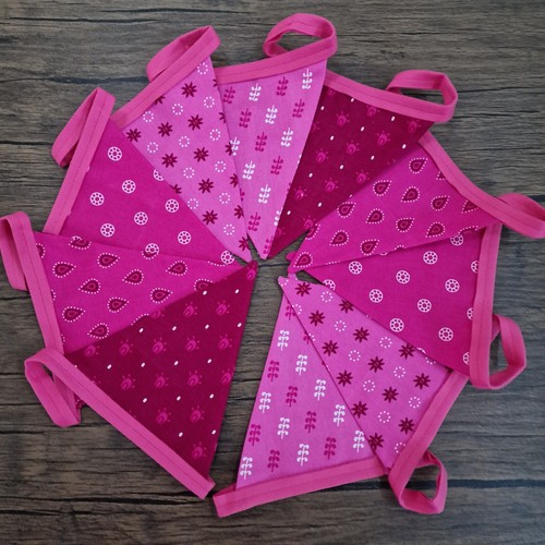 Berry pink fabric bunting - fabric,