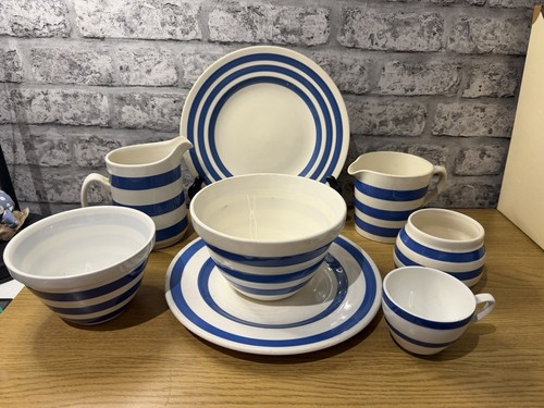 Vintage blue white striped - blue,