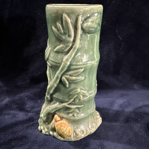 Ceramic bamboo turtle vase - ceramic,