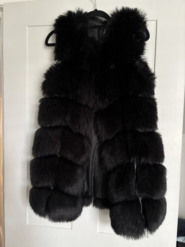 Black faux fur gilet size - faux,