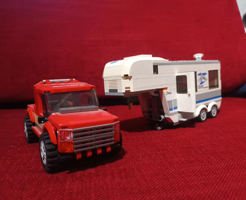 Lego red truck with white - truck,