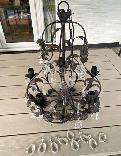 Black metal crystal 5 light - black,