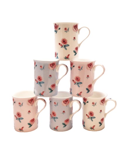 Rose design bone china - rose, mugs