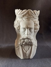 Antique 19th C American Bennington Vermont Parian Charles Dickens Vase - c1840’s