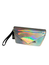 Clutch Bag Primark Holographic Silver Envelope Wristlet Party Evening Metal Bar