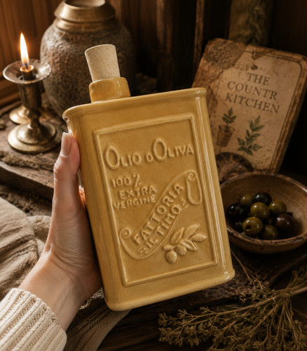 Olive oil bottle ceramic - olive,