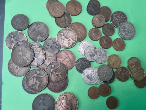 Old coins bundle inc farthings - old,