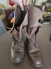 1945 Dated Tall Brown Leather Boots  Size 9