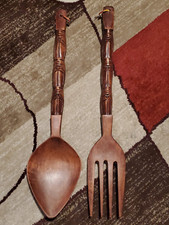 HUGE 25" CARVED WOOD FORK &
