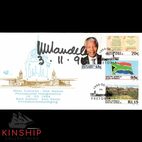 Nelson mandela signed cachet - nelson,