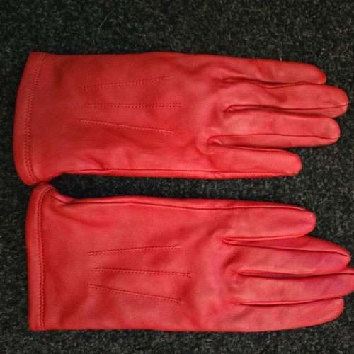 Red leather womens driving