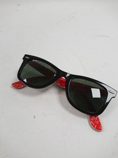 Ray-Ban Wayfarer Black Sunglasses Red Logo Arms - Unisex Retro Style