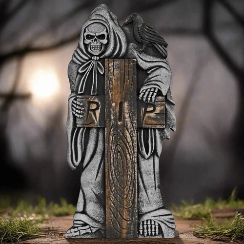 Large cross tombstone skeleton - large,