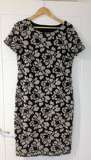 David Emanuel Floral Grey Black Dress Evening Smart Formal Size 14