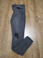 Hera Mens Black Charcoal Ripped Jeans 32R Slim Fit Used