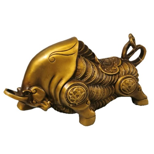 Bull figurine bronze colored - bull, bronze-colored