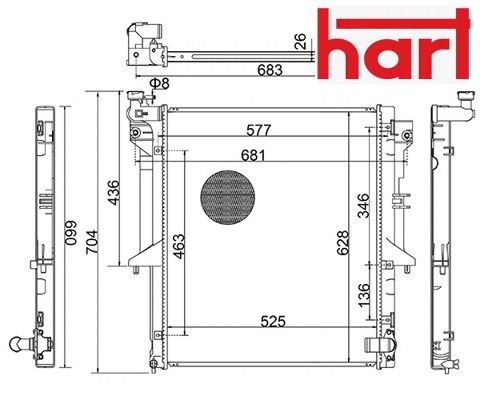 Coolant radiator 644 076 hart - radiator,
