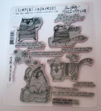 Tim Holtz Stampers Anonymous Cling Rubber Stamps Snarky Cat Christmas CMS416 VGC