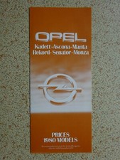 OPEL - Kadett - Ascona - Manta - Rekord - Senator - Monza....PRICES 1980 MODELS.