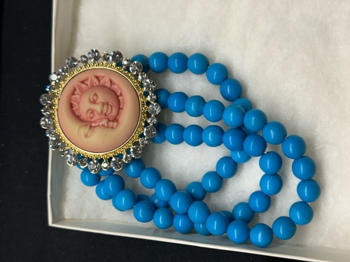 Three strand blue beaded - three-strand,