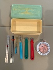 Vintage Seamstress Sewing Tools Zig Zag Box Gauges Trace Wheel Seam Ripper