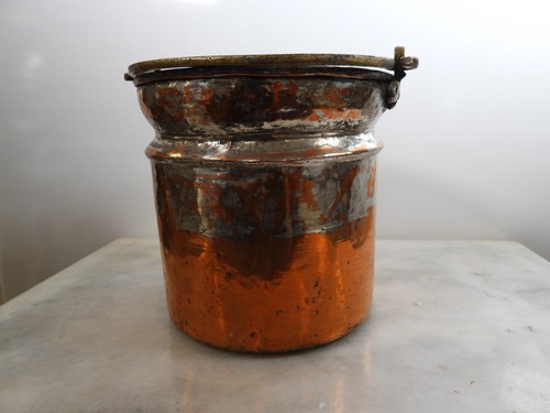 Old handmade copper bucket - old,
