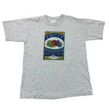 Vintage T-Shirt Fruit Of The Loom Graphic Print Retro Grey Mens Large