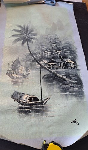 Vintage rolled canvas hand - rolled,