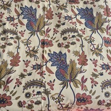 LAURA ASHLEY Lined Curtains Favorita Navy Blue 100% Cotton Floral Fabric 60”x51”