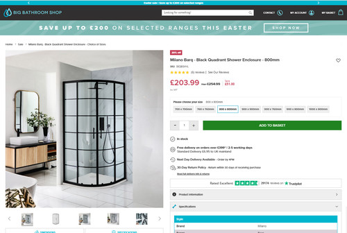 Black grid quadrant shower