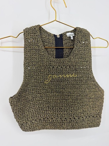 Ganni metallic crochet knit - ganni,