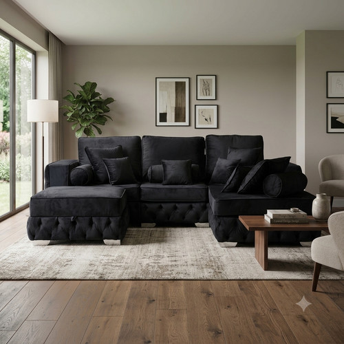 Black fabric chesterfield - black,