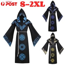 Dark Wizard Cosplay Costume Medieval Hooded Robe Halloween Role Play Outfits AU