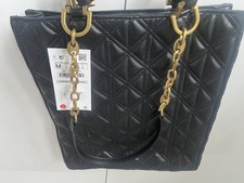 Zara Quilted Black Tote Bag