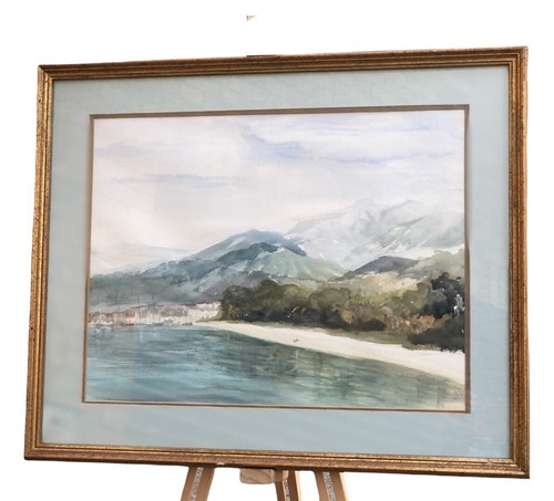 Coastal framed watercolour - framed,