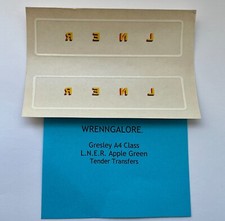 WRENN & Hornby Dublo Gresley A4 tender transfers for Apple Green locos