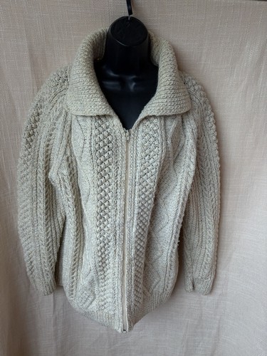Beige chunky hand knit aran - chunky,