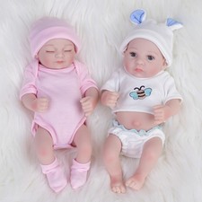 Waterproof Reborn Dolls Baby Twins 10" Full Body Vinyl Silicone Preemie Boy Girl