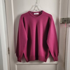Johnstons Of Elgin Dark Pink Crew Neck Lambswool Jumper Size Mens Small 44"