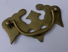 Vintage Solid Brass Batwing Dropper Drawer Cabinet Door Pull Handle 86mm X 55mm