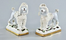 ANTIQUE CHELSEA PORCELAIN EDME SAMSON STAFFORDSHIRE POODLE DOG FIGURES