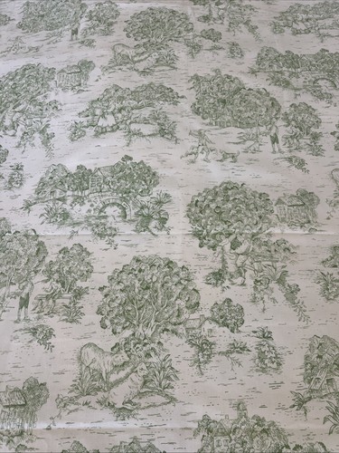 Green white cotton toile - green&,