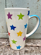 WHITTARD OF CHELSEA Ceramic Multicoloured Stars LARGE 6" LATTE COCOA MUG VGC